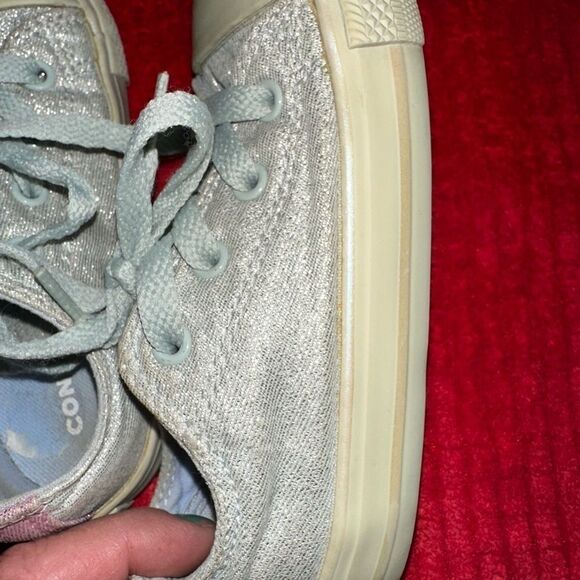 Chuck Taylor all star lt sage green sparkle sz 9 & free chucks like crocs sz 9 - Picture 2 of 13
